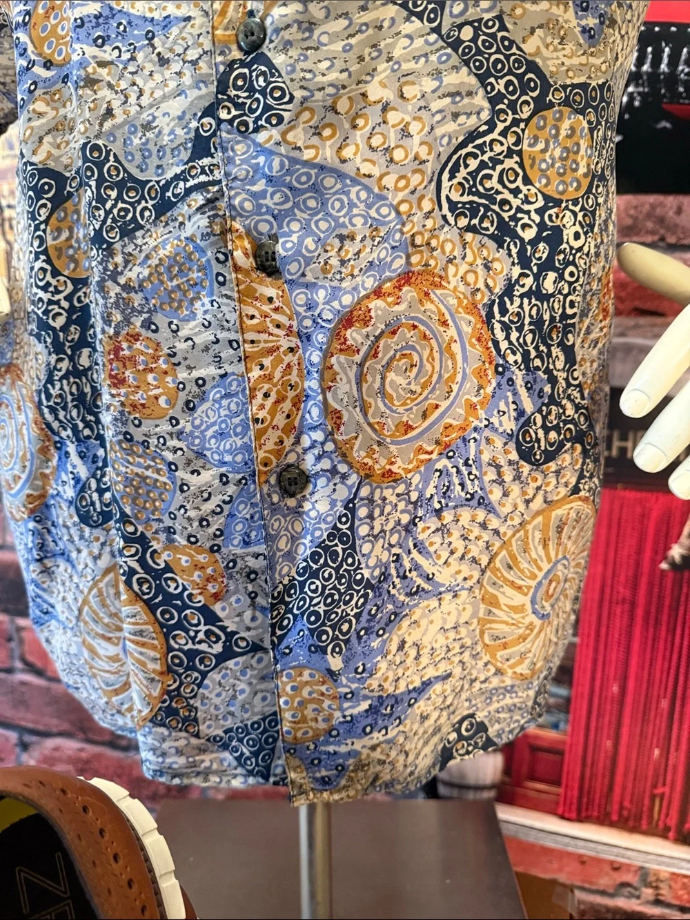 SUMMA Silk Shirt in Navy and Gold Paisley Print